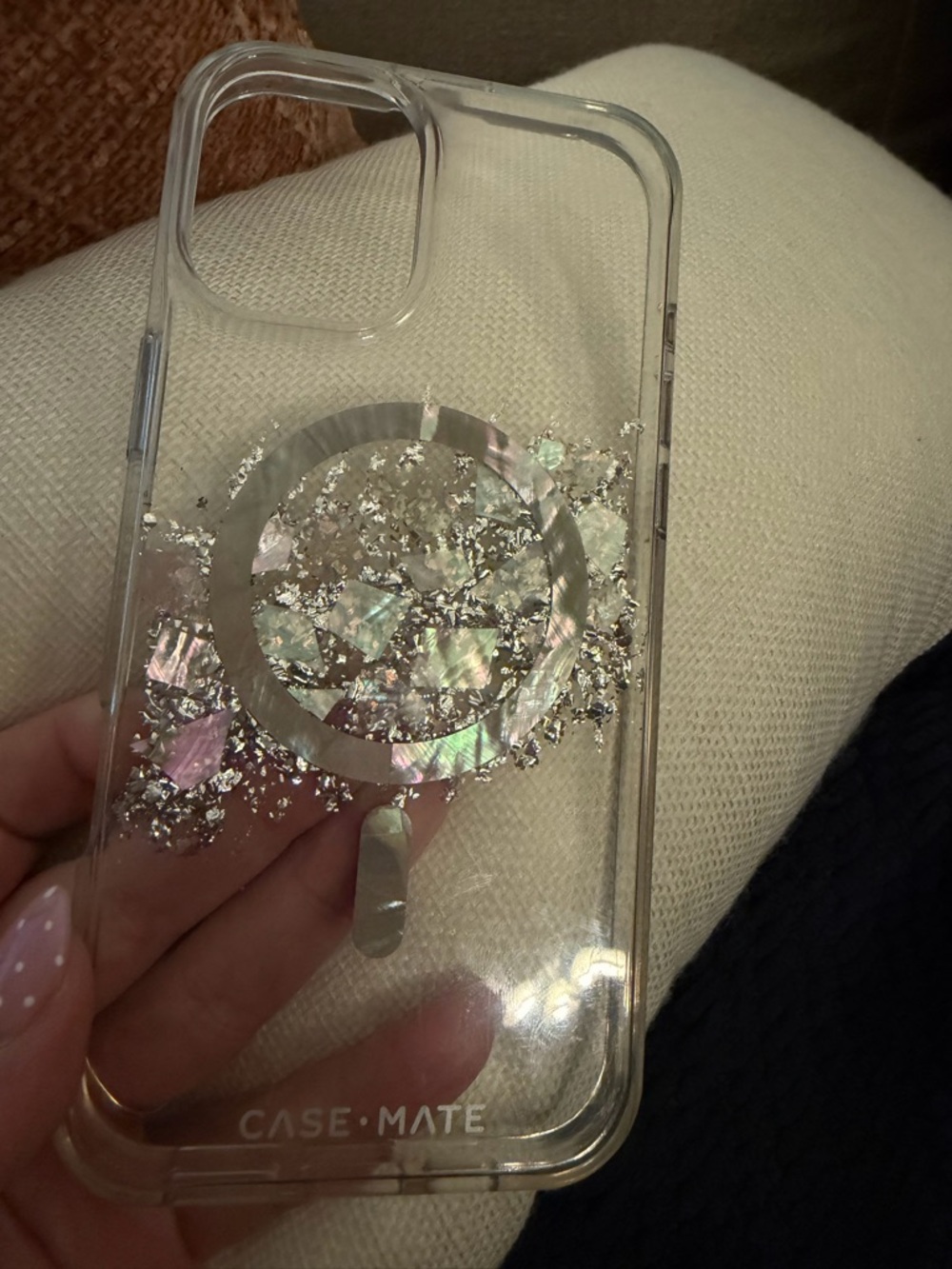 16 plus Case-mate Clear Iridescent Flake MagSafe case - Clear/mother of pearl